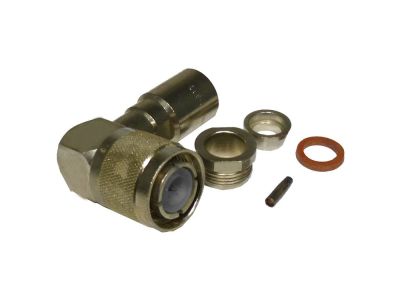 AMPHENOL / HN RIGHT ANGLE MALE, CLAMP TYPE, FITS CABLES RG8, RG213, RG393, Silver Plated