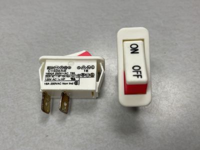 ROCKER SWITCH, 16A 250VAC , ON - OFF, SPST, 1/4 inch QUICK SLIDE TERMINALS, SNAP-IN 12MM X 28MM Mounting Hole Size, ARCOLECTRIC C1500XB