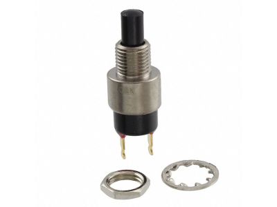 C&K 8531SCQE2 MINIATURE PUSH BUTTON SWITCH, Normally Open, 1A 125VAC, .25 Inch mounting hole size.