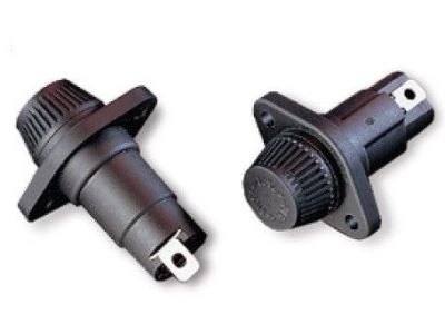 Littelfuse FUSE HOLDER with Screw Cap, Panel Mount, .25 inch Terminals, Class CC and Midget fuses. 1-13/32 to 1-1/2 inch, Rating 30A / 600VAC. W21