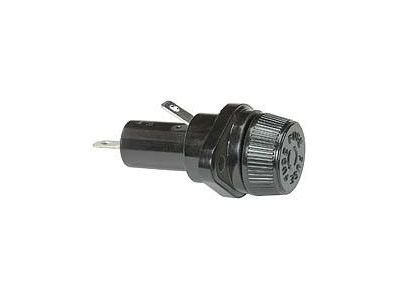 Bussmann FUSE HOLDER with Twist Lock Cap, Panel Mount, .25 inch Terminals, Class CC and Midget fuses. 1-13/32 to 1-1/2 inch, Rating 25A / 600VAC. W23