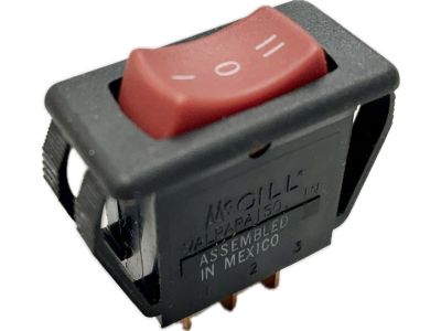 McGill ROCKER SWITCH 12A125VAC, ON - OFF - ON, SPDT, .25 inch Slide Terminals, 12MM X 22MM, W22