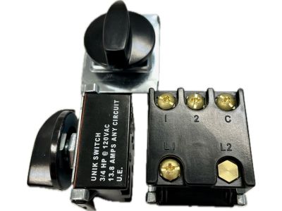 UniK Rotary Fan Motor Control Switch. 6 Position, 13.8A 120VAC, 3/4HP, Single or Two Speed Motors. Popular with Evaporative Swamp Cooler Switch.