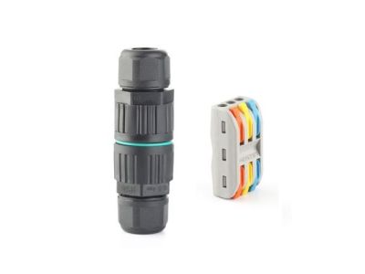 3 Wire Solderless Splice Coupler Connector. IP68 Waterproof 32a/ 450V, 22-12AWG, .22-.35OD Cable Diameter.