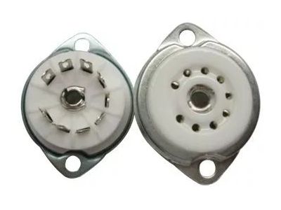 9 Pin Tube Socket, Ceramic, Porcelain. For 12AX7 / B9A and others.