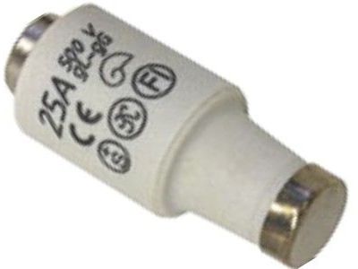 25 Amp 500VAC, Diazed, Weber, B27 E27 5SB281 gL/gI Fuse Time Delay, Bottle Fuse