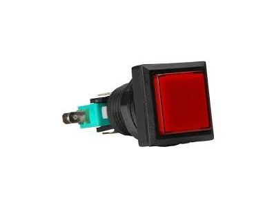 Square Small Display Switch Red Momentary Normally Open or Closed