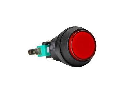 Round Small Display Switch Red Momentary Normally Open or Closed