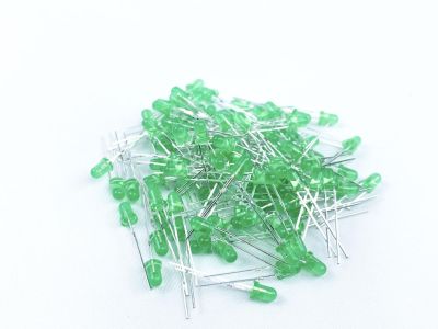 100pk 3mm Green Super Bright Diffused T1 LED