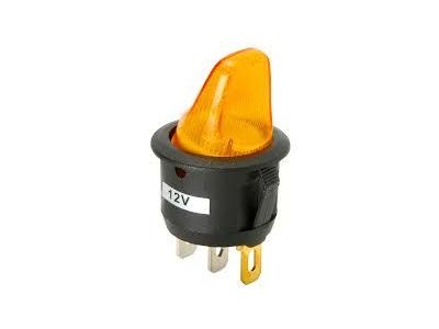 SPST 20A 12V LIGHTED PADDLE ROCKER SWITCH ON OFF AMBER LAMP VOLTAGE 12VDC MIRS-201