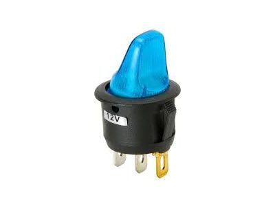 SPST 20A 12V LIGHTED PADDLE ROCKER SWITCH ON OFF BLUE LAMP VOLTAGE 12VDC MIRS-201