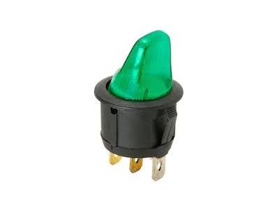 SPST 20A 12V LIGHTED PADDLE ROCKER SWITCH ON OFF GREEN LAMP VOLTAGE 12VDC MIRS-201