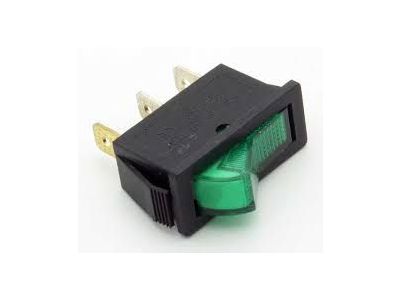 SPST LIGHTED ROCKER SWITCH 20A 125VAC 15A 250VAC GREEN IRS-101, KCD3, LAMP VOLTAGE 125/250VAC