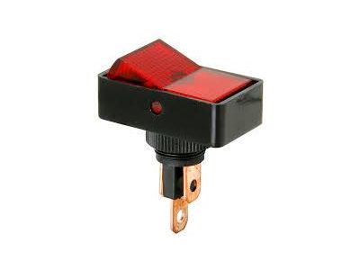 SPST LIGHTED ROCKER SWITCH RED 12V 20 AMP FOR ROUND HOLE LAMP VOLTAGE 12VDC
