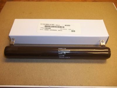 500 Ohm 100 Watt Power Resistor, 6.5 inch X 3/4 inch OHMITE L100J500E