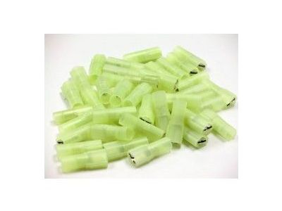100PK Fully Insulated Female Quick Slide: 12-10 AWG, 0.25 inch X 0.03 inch mating tab, nylon, yellow