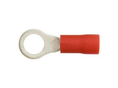 100PK Rings: 22-16 AWG, Stud 1/4, vinyl, red