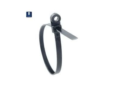 100PK Screw Mount Tie: BLACK, 8 inch X .19 inch, 50 LB, #10 screw,