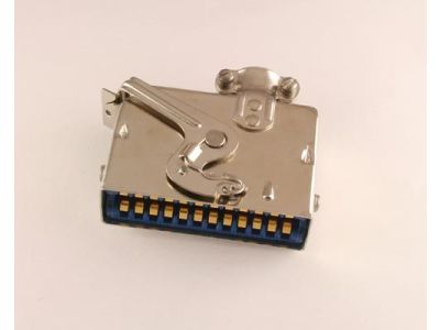 Amphenol Connector, rack and panel, recept w/ribbon cont, barrier polar, solder eyes, Centronic