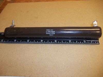 SURPLUS 500 Ohm 100 Watt Power Resistor, 6.5 inch X 3/4 inch OHMITE L100J500