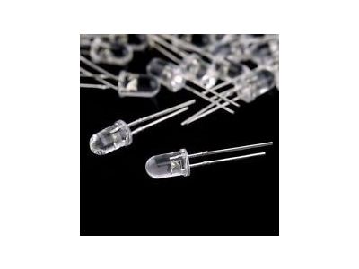 100pk 5mm White Super Bright Water Clear LED, 20000mcd