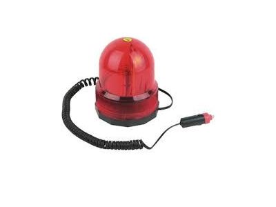 12VDC - RED REVOLVING FLASHING EMERGENCY LIGHT, MAGNETIC BASE