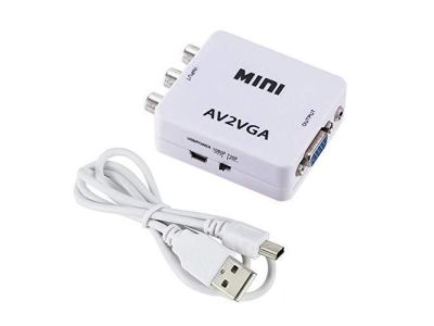 COMPOSITE RCA AND S-VIDEO TO VGA VIDEO ADAPTER BOX AV