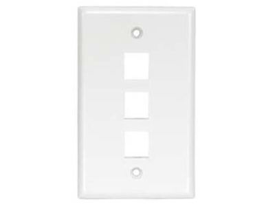 3 Port Keystone Wallplate White Smooth Face