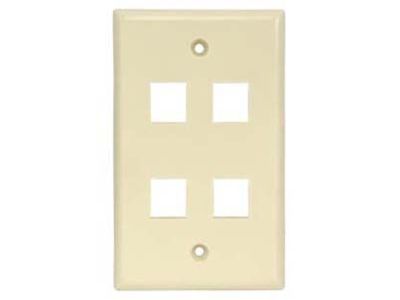 4 Port Keystone Wallplate IVORY Smooth Face