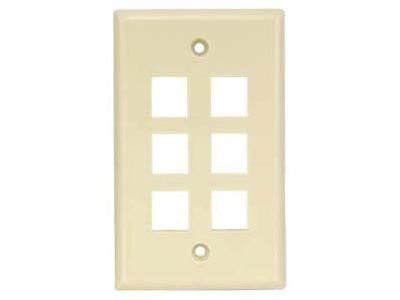 6 Port Keystone Wallplate IVORY Smooth Face