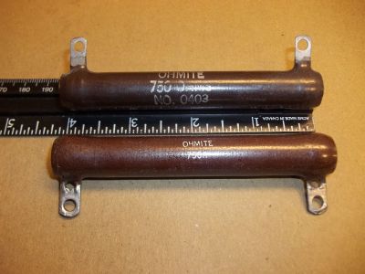 750 Ohm 50 Watt Power Resistor, 4 inch x 5/8 inch OHMITE 0403