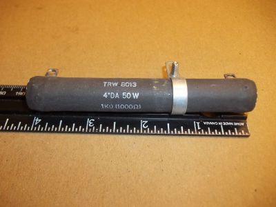 1000 Ohm 1K OHM 50 Watt ADJUSTABLE Power Resistor, 4 inch x 5/8 inch TRW 80132 4DA-1000