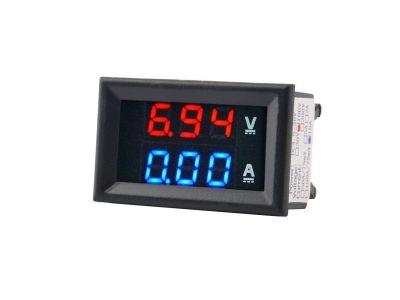RED & BLUE LED DC VOLT and AMP DIGITAL PANEL METER 0-100VDC 0-10A DC