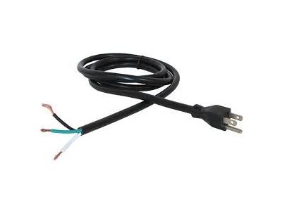 POWER CORD 14/3C BLK. 6 ft NEMA 5-15P PLUG TO STRIPED ENDS, 14/3 Pigtail