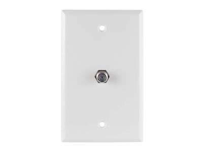 COAX WHITE FLUSH MOUNT WALL PLATE CENTER HOLE, WITH CONNECTOR