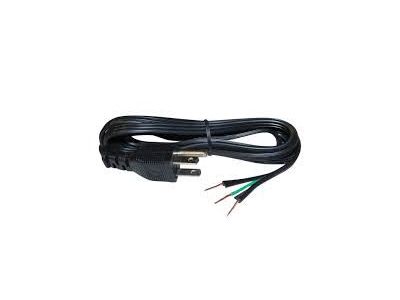 POWER CORD, FLAT, BLACK 6 FT. 18/3 AC CORD, PLUG TO STRIPPED END, Pigtail, SPT2 SPT-2