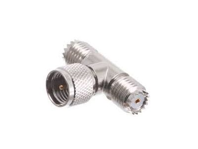 MINI UHF MALE TO 2 FEMALE T ADAPTOR, SPLITTER