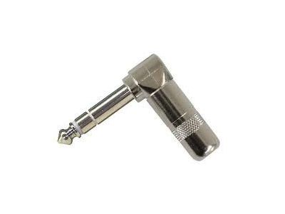 SWITCHCRAFT 1/4 inch TRS STEREO RIGHT ANGLE PLUG METAL SHIELDED HANDLE SOLDER LUG