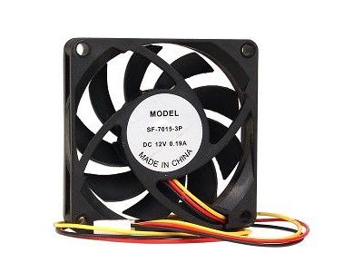12VDC 2.75 inch x 2.75 inch, 70mm x 15mm Case Fan w/3-Pin Connector