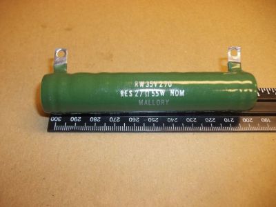 27 Ohm 55 Watt Power Resistor, 4 inch X 3/4 inch mallory RW35V270