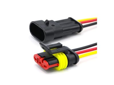 3 Wire WEATHER PACK SET, 3 PIN HOUSING, MALE and FEMALE 18ga, Water Proof