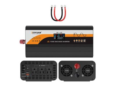 PURE SINE WAVE POWER INVERTER 4000W 12 or 24VDC Input, Qty3 120VAC Outputs, with 2 USB Jacks USB-A/ USB-C and Power Cables