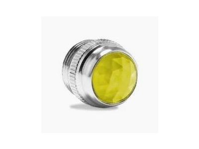 Dialight Jeweled / Faceted Yellow Amber Threaded Panel Lens, Chrome Finish