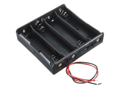 BATTERY HOLDER, 4 Cells for 18650, 17650 Lithium Ion CELL, 6 Inch Leads
