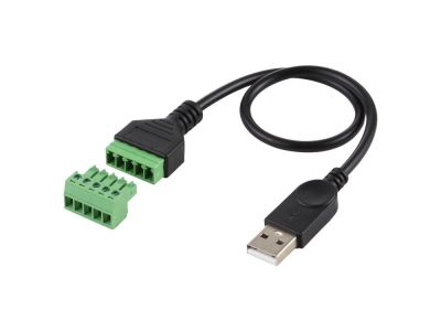 USB Type A Male to Terminal Breakout Connector with Screws, Rewire Reconfiguration Adapter