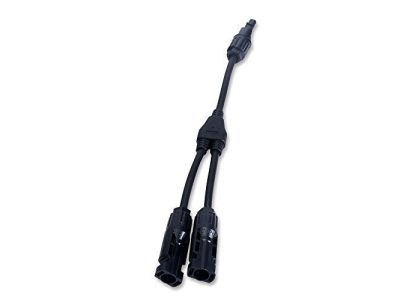 MC4 Solar Panel Cable Y Splitter, Female to 2 Males, 1Ft, 30A
