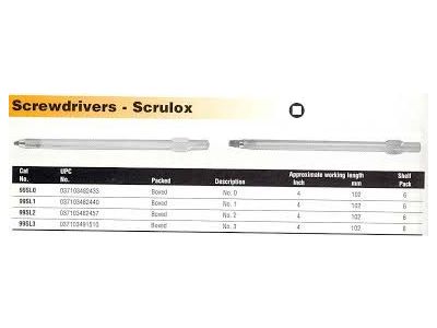 Xcelite #0 SCRULOX SQUARE HEAD SCREWDRIVER BLADE
