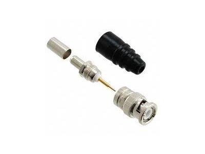 AMPHENOL / BNC STRAIGHT MALE, CRIMP TYPE WITH RUBBER BOOT, FOR CABLES RG59, RG62 RG140, RG210, RG302