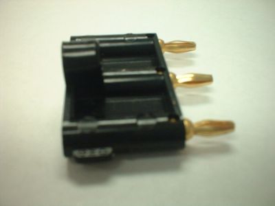 MINIATURE MALE TRIPLE BANANA PLUG BLACK POMONA