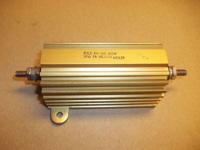 50 Ohm 100 Watt 1% ALUMINUM CLAD POWER RESISTOR 3.5 inch X 1.75 inch X 1.75 inch DALE NH-100